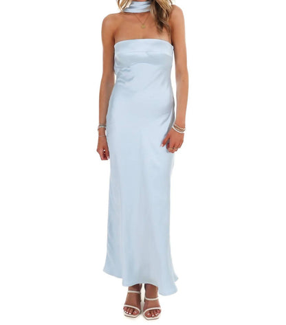 Caught My Eye Halter Satin Maxi Dress