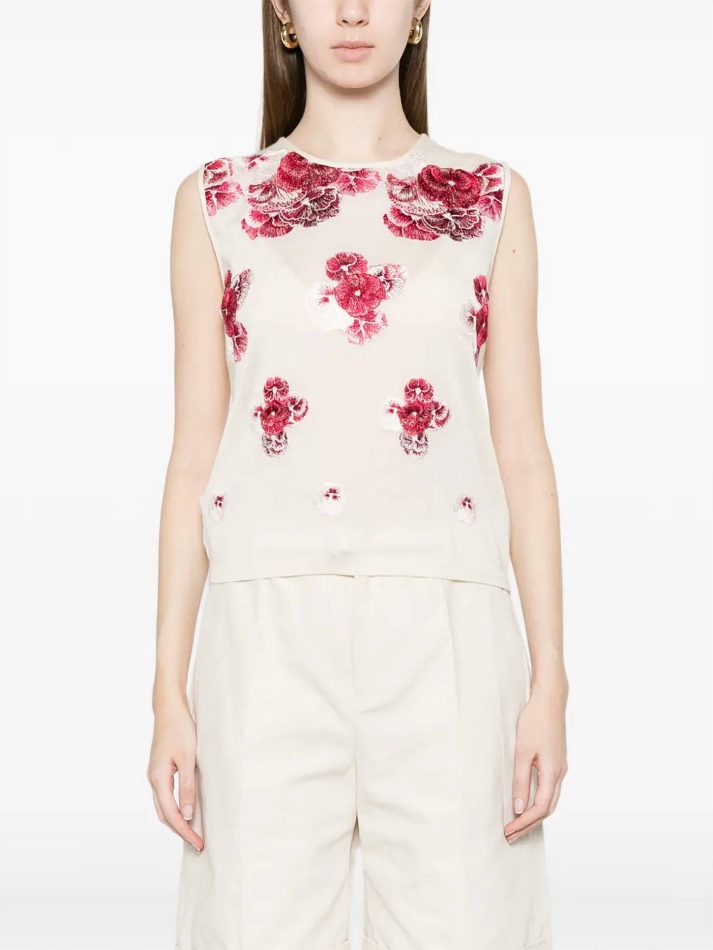 Ruby Pansies Cashmere Tank Top