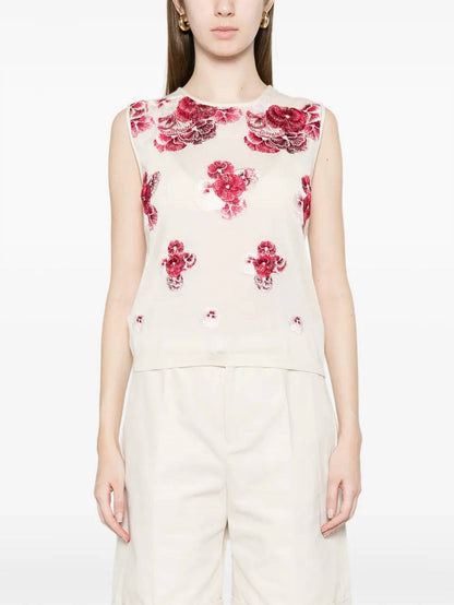 Ruby Pansies Cashmere Tank Top