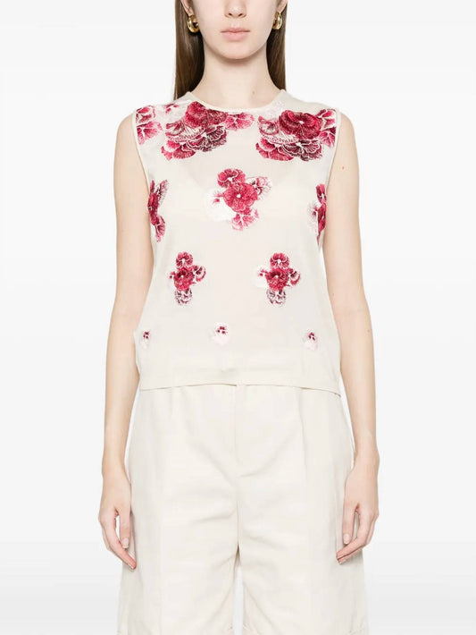 Ruby Pansies Cashmere Tank Top