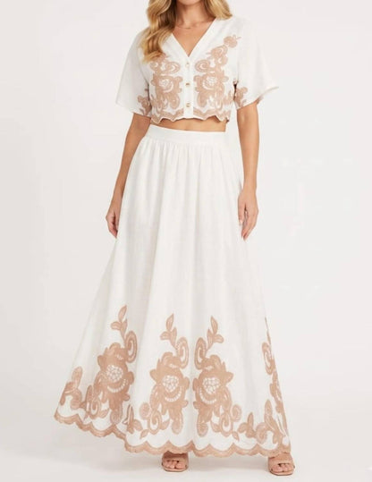 Embroidered Two-piece Maxi Skirt Set