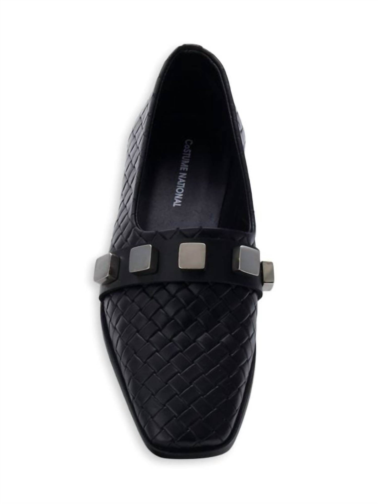 Costume National - Women's Studded Woven Leather Loafers - Rack Hunt -