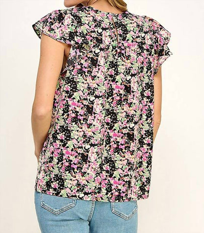 Floral Print Blouse with Crochet Trim