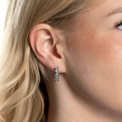 Allyanna Gifts - Women's Moissanite Bubble Open Hoop Post Earrings - Rack Hunt