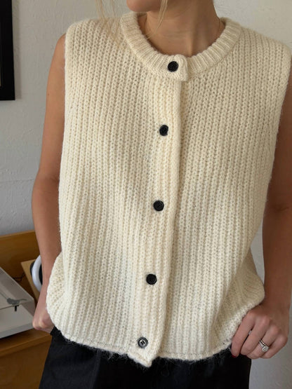 Canelle Wool Knit Buttoned Vest Top