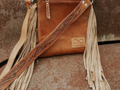 Stockdale Checkered Cowhide Fringe Purse
