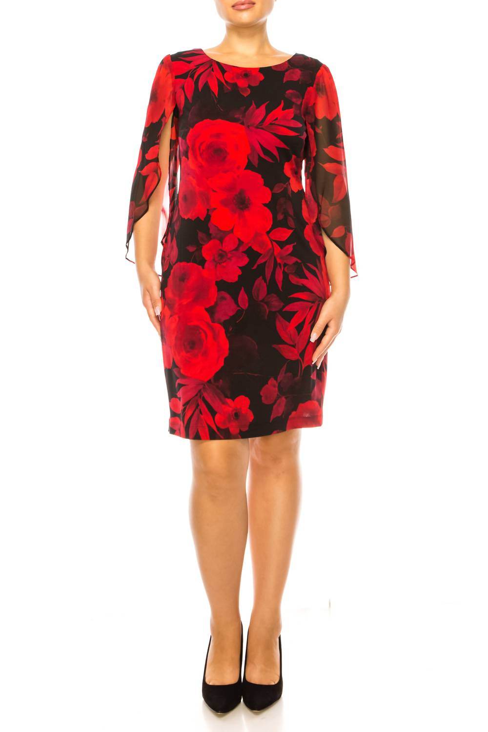 Connected Apparel - Floral Split-sleeve Sheath Dress - Rack Hunt