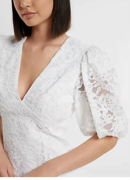 Express - Bridal Lace Puff Sleeve Mini Dress - Rack Hunt