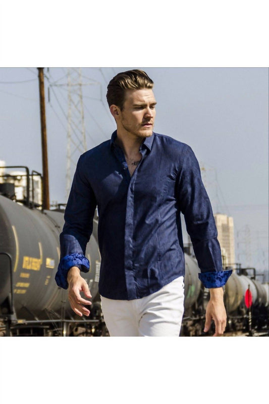 Paisley Jacquard Button Down Shirts With Flocking Trim