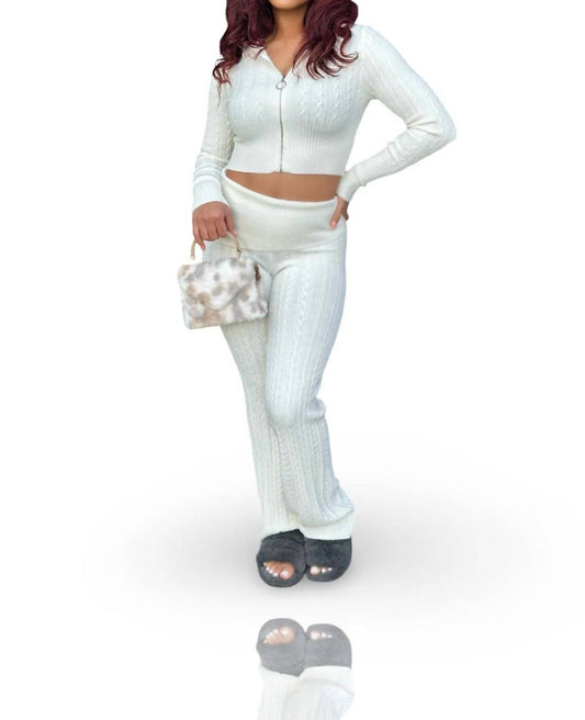 Easily Adored Cable Knit Sweater Pants Set