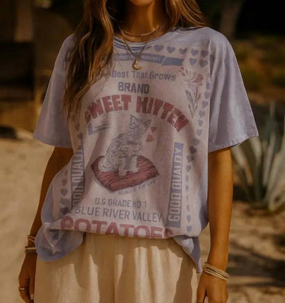 Women's Sweet Kitten Oversized Top