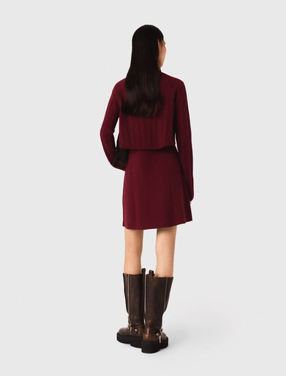 Cropped Cable Knit Mock Neck Sweater