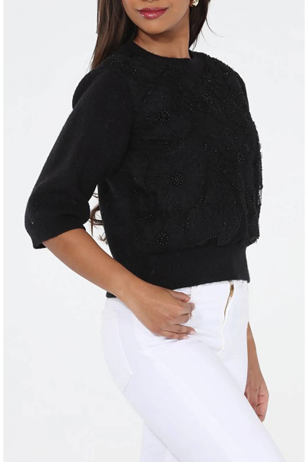 Olive Embroidered Sweater
