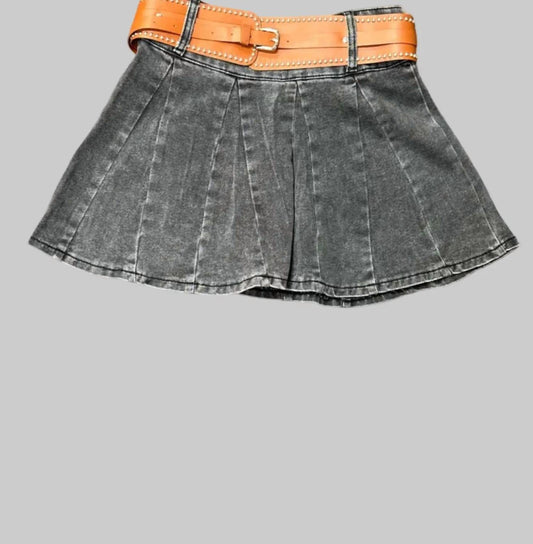 Women's Pleated Denim Skirt