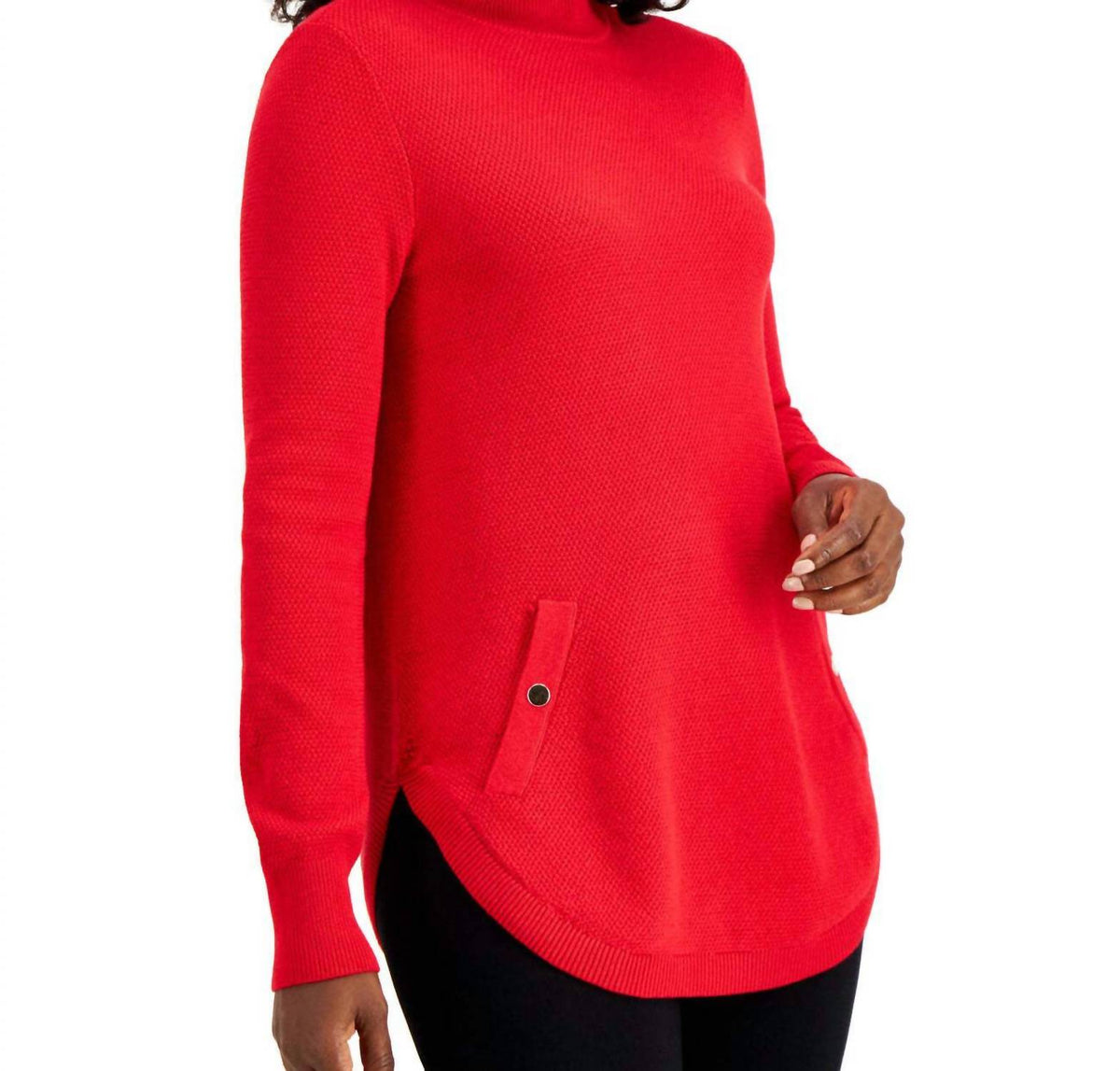 Mock Neck Round Hem Sweater