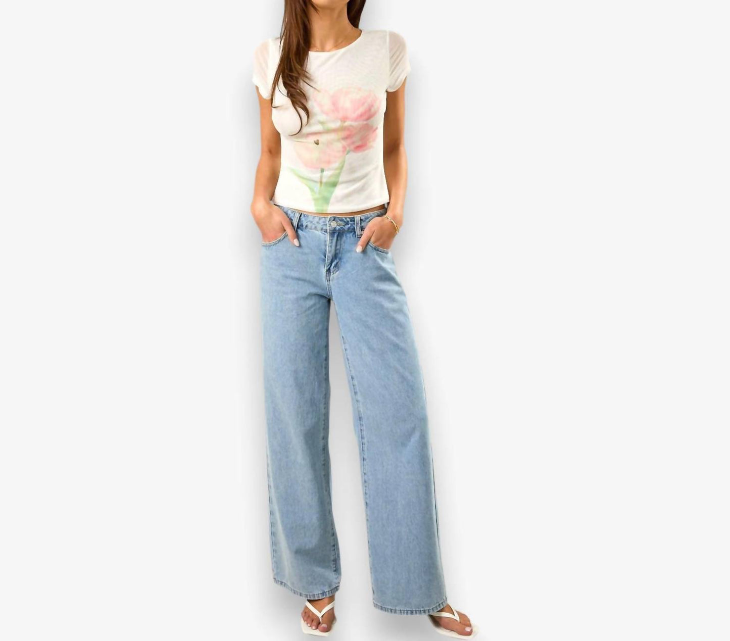 Flower Graphic Mesh Top
