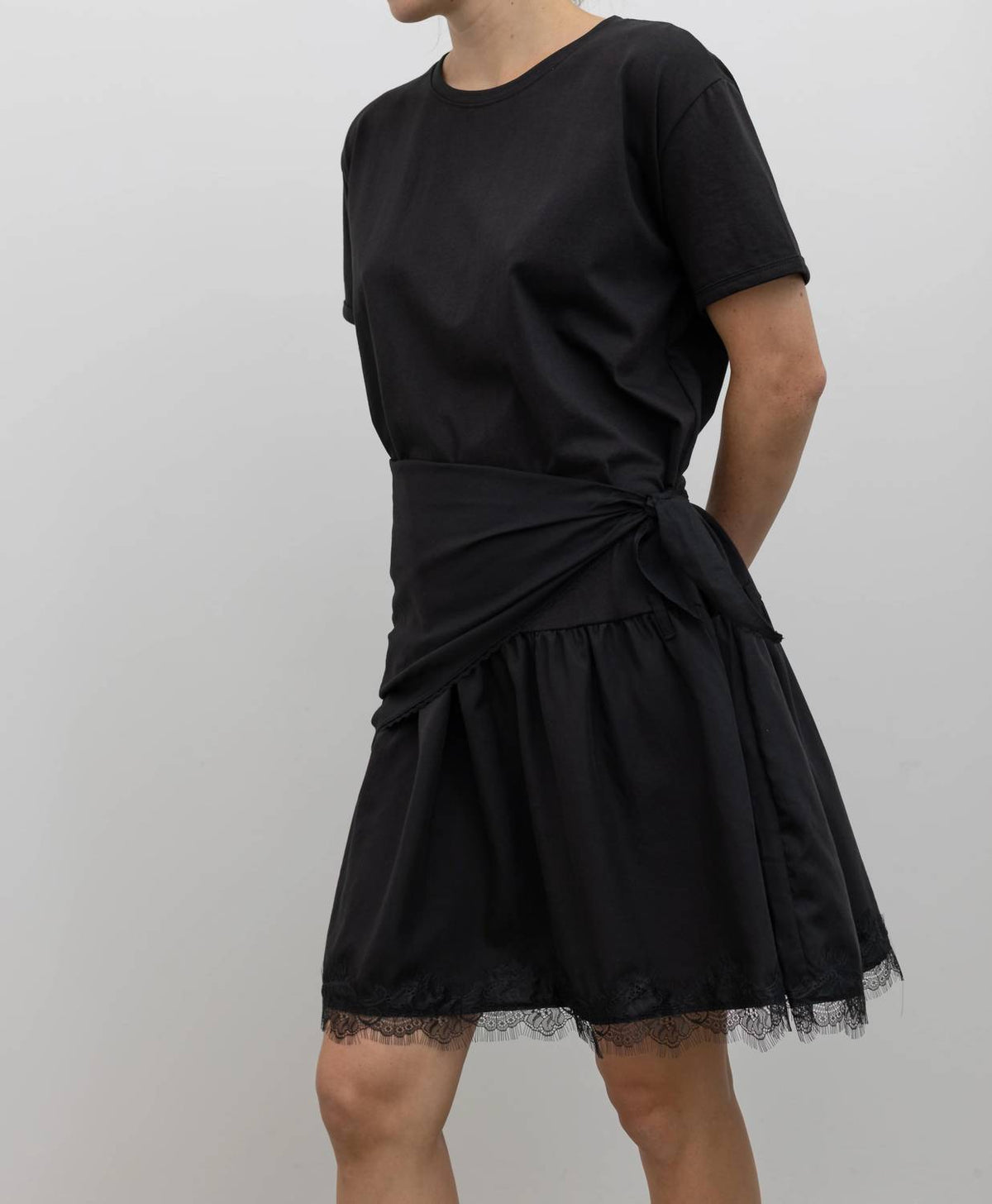 Lace Hem Wrap Mini Dress