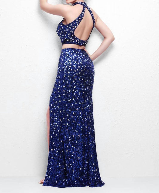 Two-piece Heavily Beaded Sequin Prom Dress