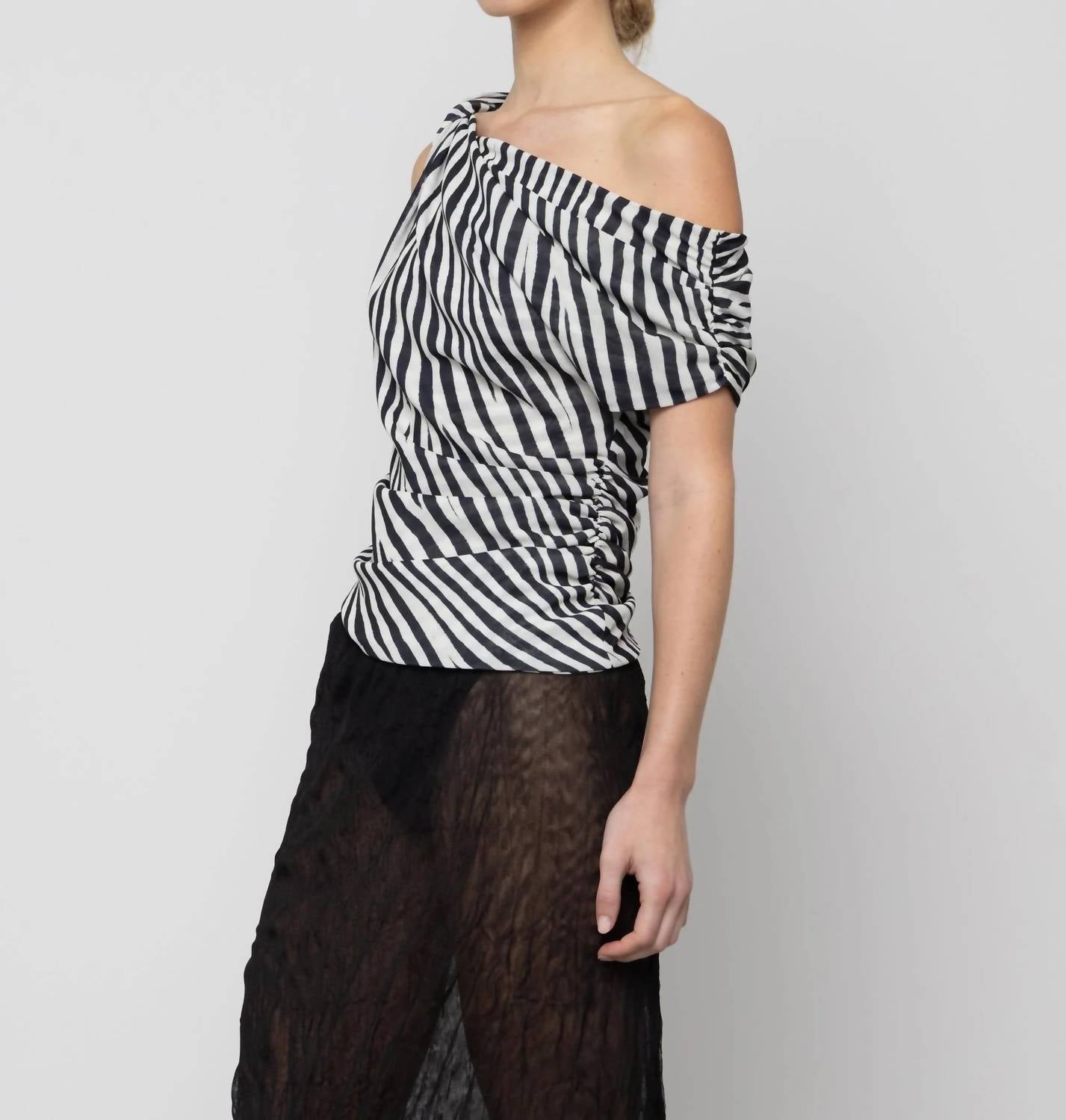 Women's Zebra Asymmetric Twist Printed Top