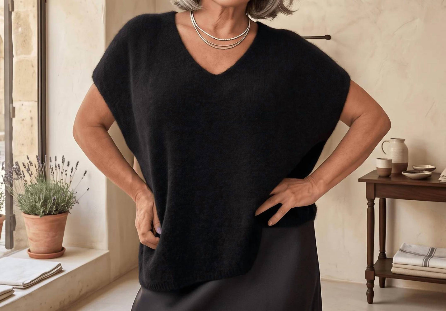 Soft Alpaca V-Neck Top