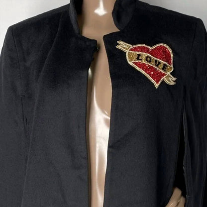 Women's Couture Embellished Heart Cape