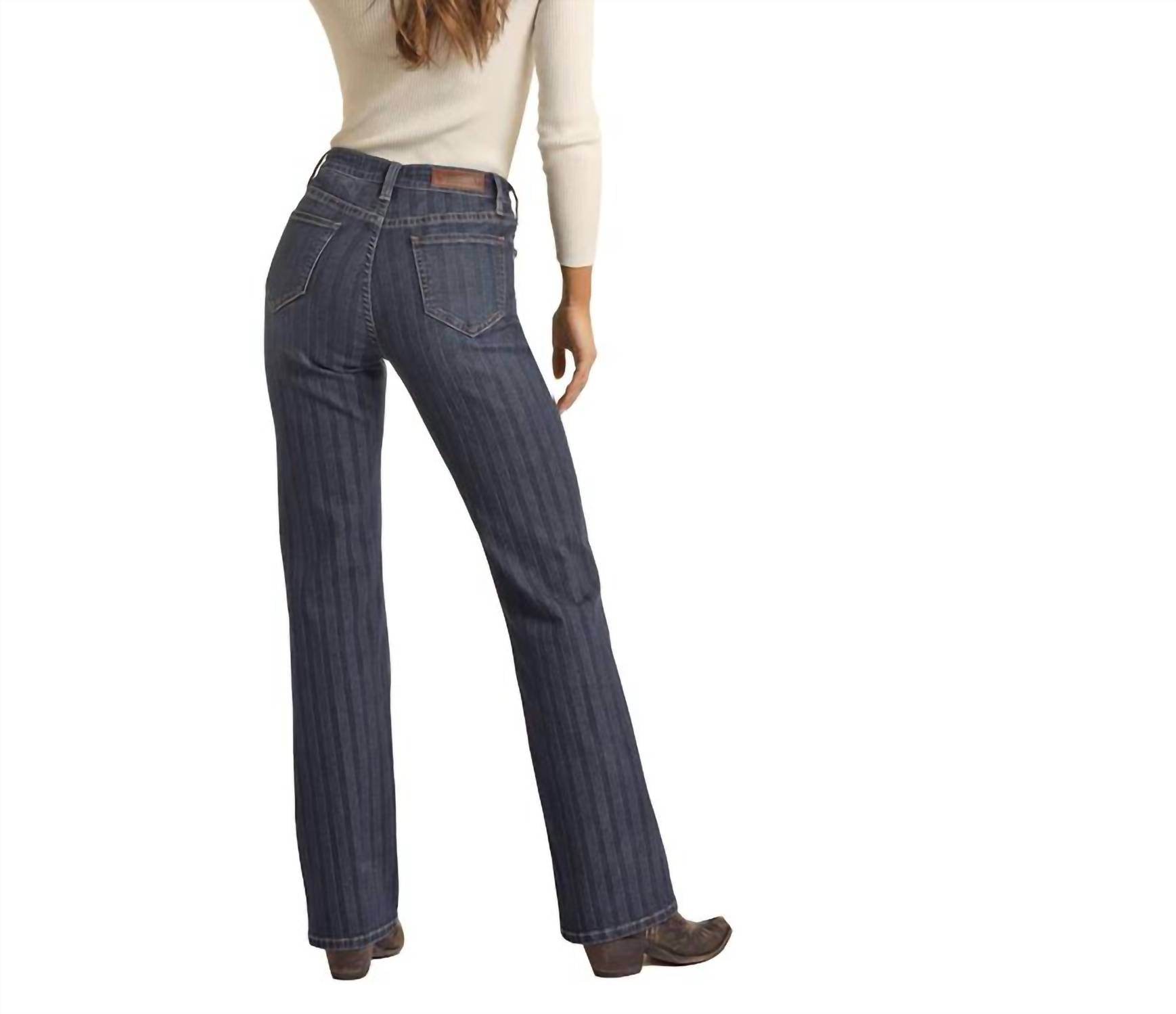 Rock & Roll Cowgirl - High-rise Tonal Stripe Boot Cut Jean - Rack Hunt