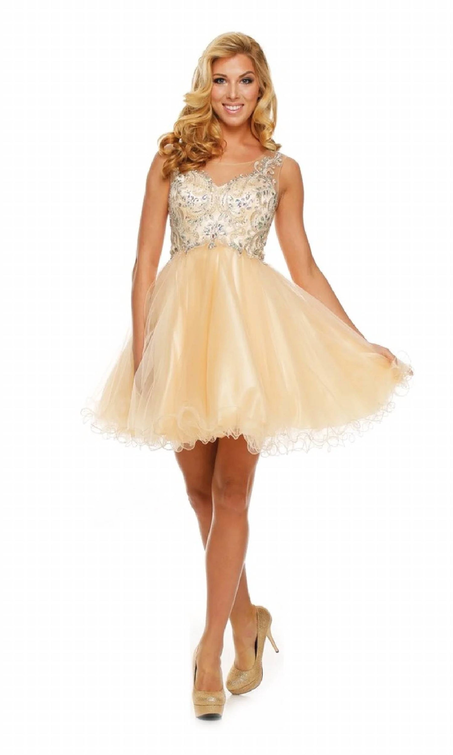 A Line With Tulle Skirt Prom Dress