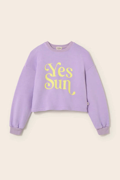 Girls Cotton Fleece Print Puffed Sweatshirt