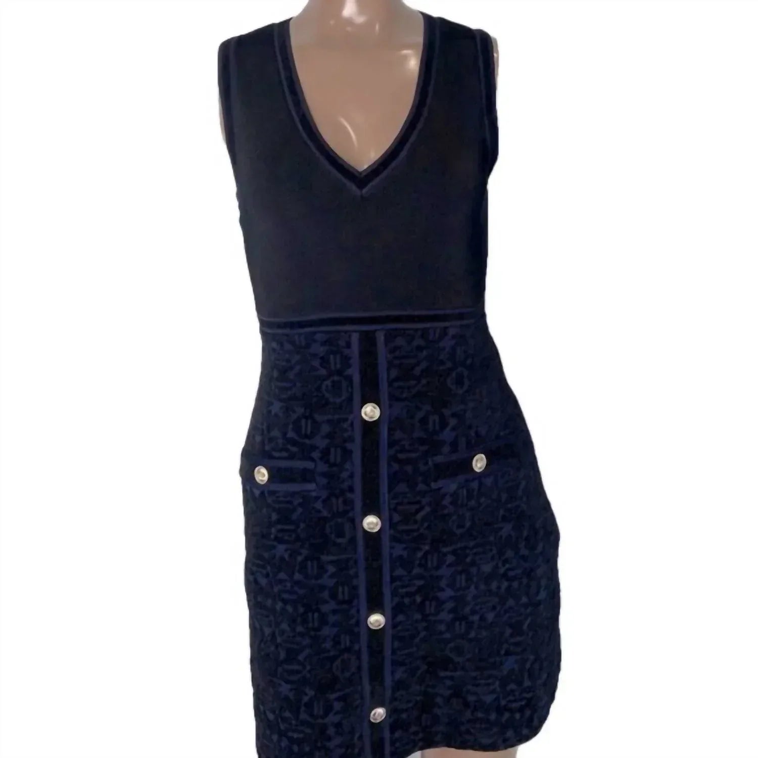 Maje - Double Knit Velvet Mesh Dress - Rack Hunt