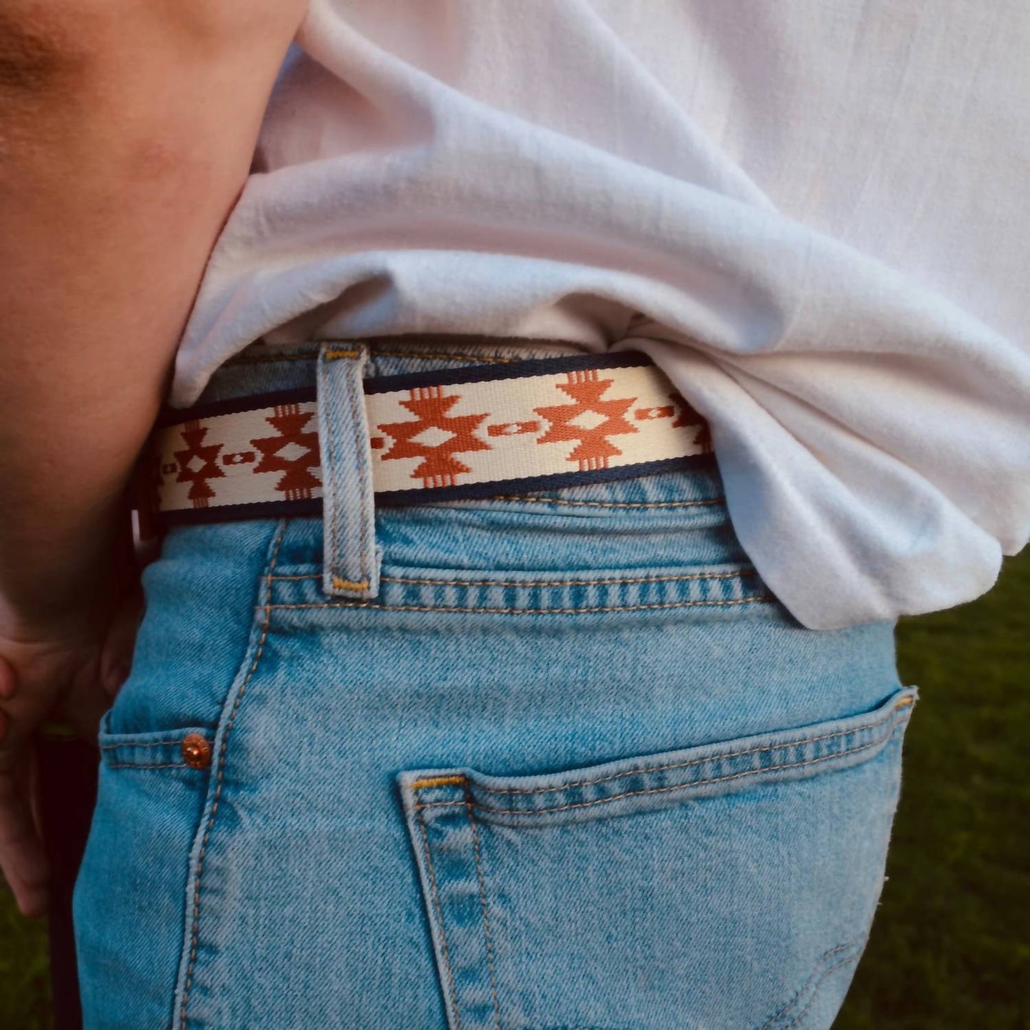Unisex Woven Leather Bandera Belt