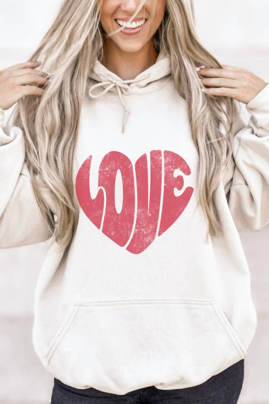 Love Heart Distressed Valentine's Day Hoodie
