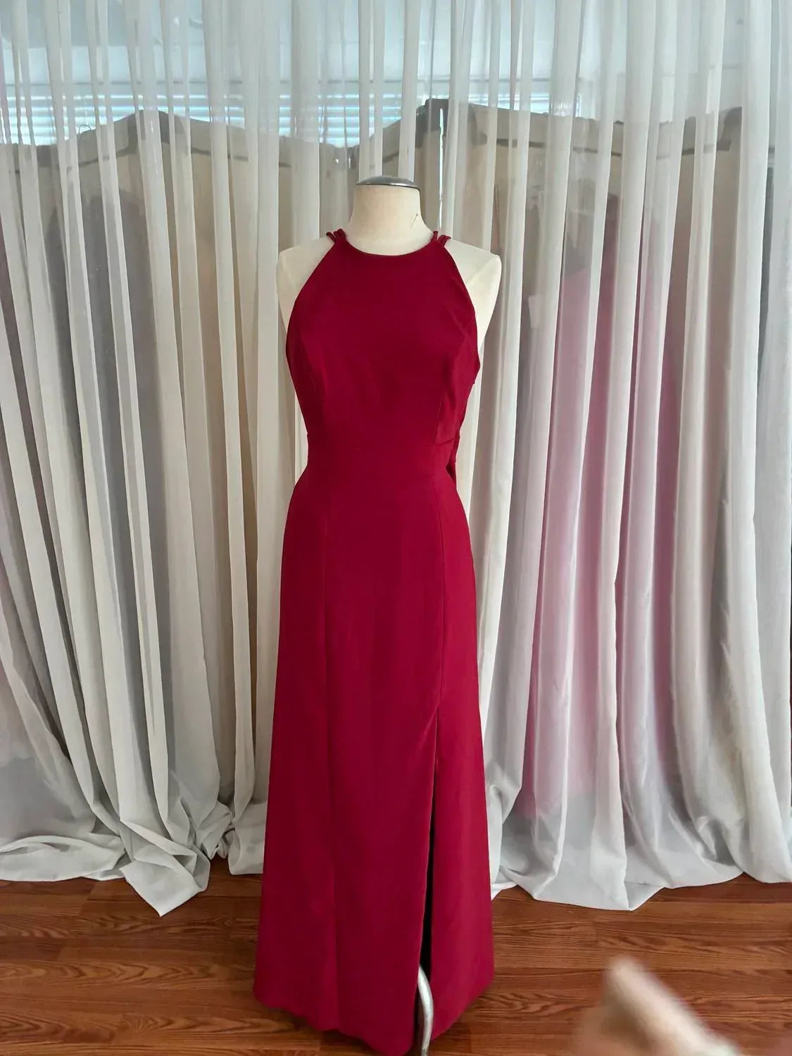 Dessy - Women's Crepe Halter X-back Dress - Rack Hunt