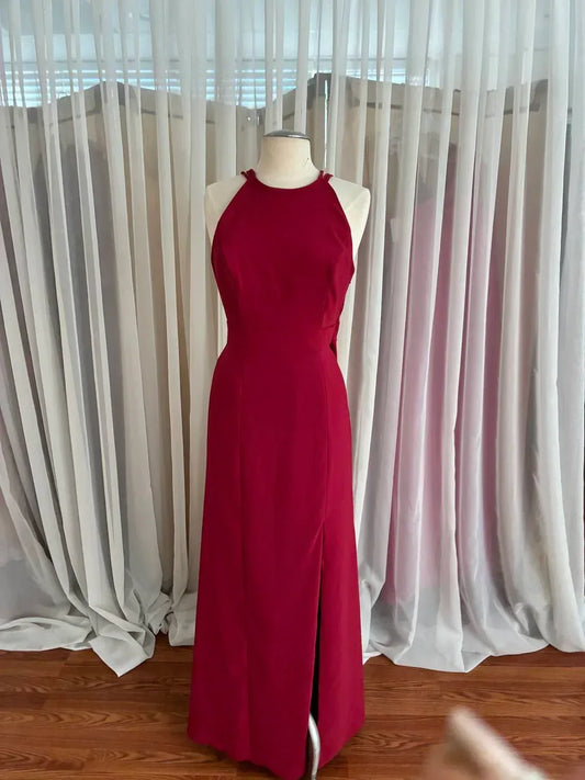 Dessy - Women's Crepe Halter X-back Dress - Rack Hunt