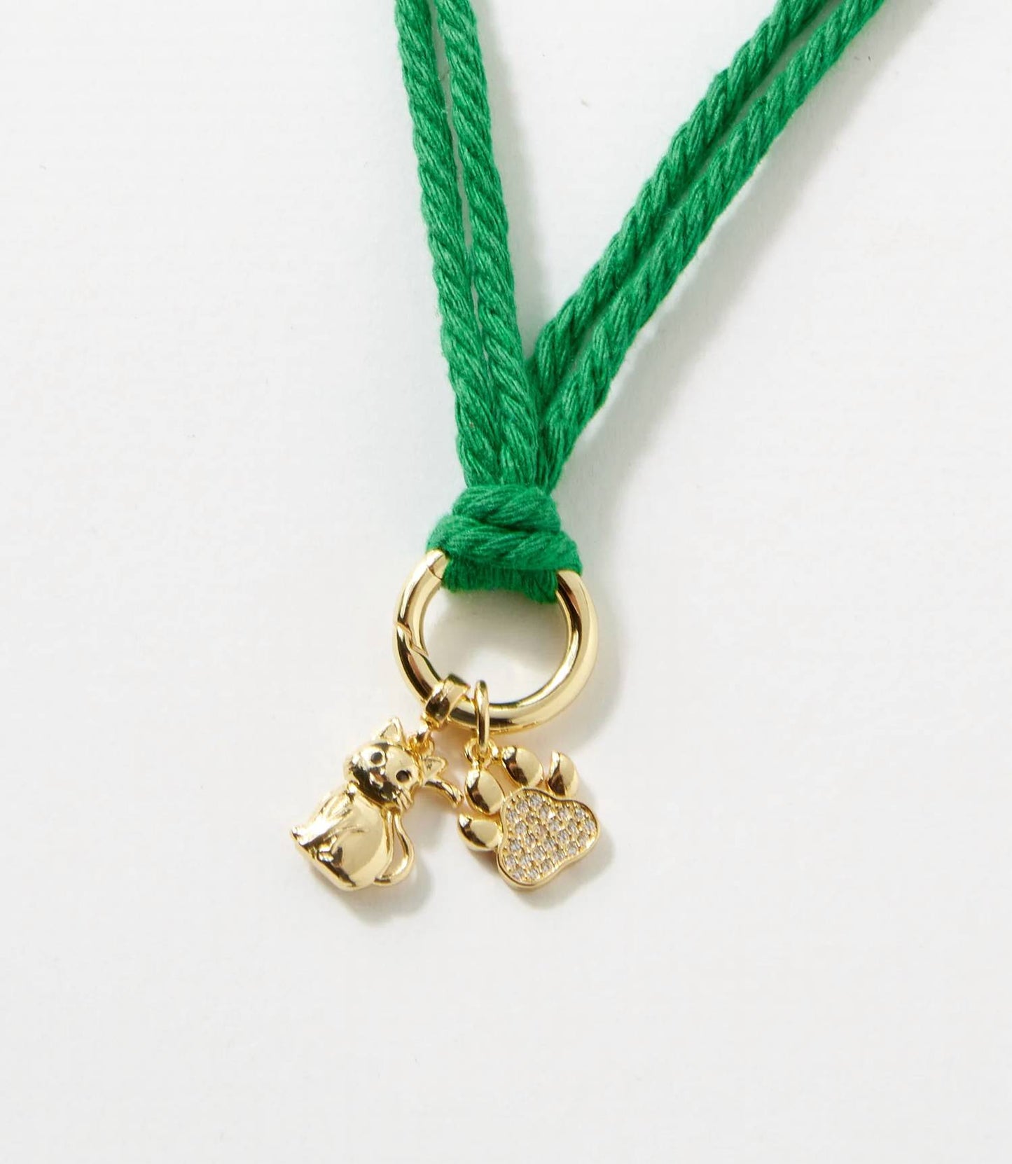 Women's Pavé Cat And Paw Cord Necklace