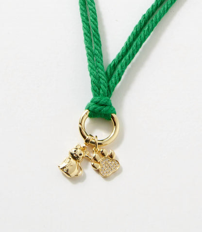Women's Pavé Cat And Paw Cord Necklace