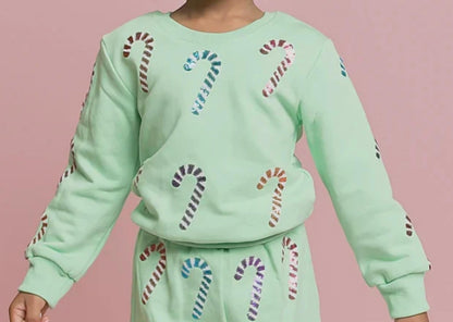 Candy Cane Sequin Sweatshirt