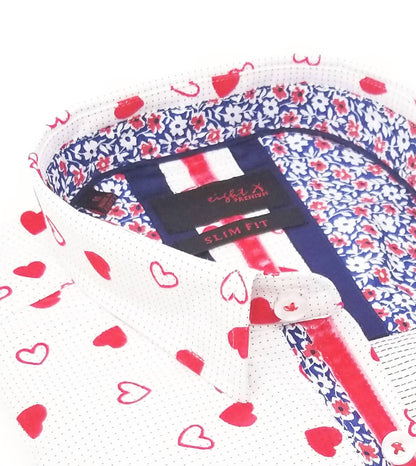 Men's Long Sleeve Button Down Shirt With Flocking Hearts