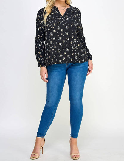 Floral Print Pop-over Blouse