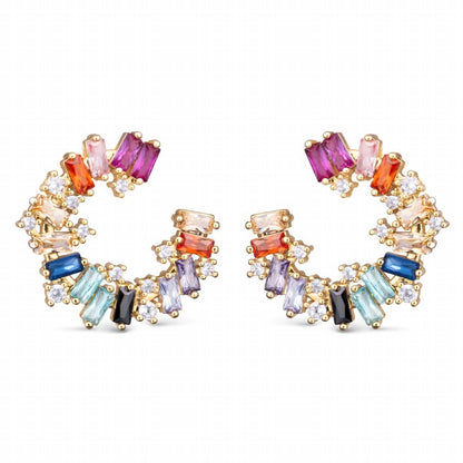 Women's Multi-color Open Circle Stud Earrings