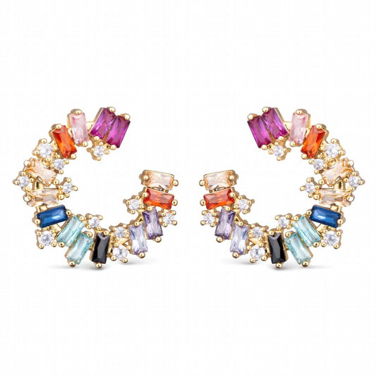 Women's Multi-color Open Circle Stud Earrings