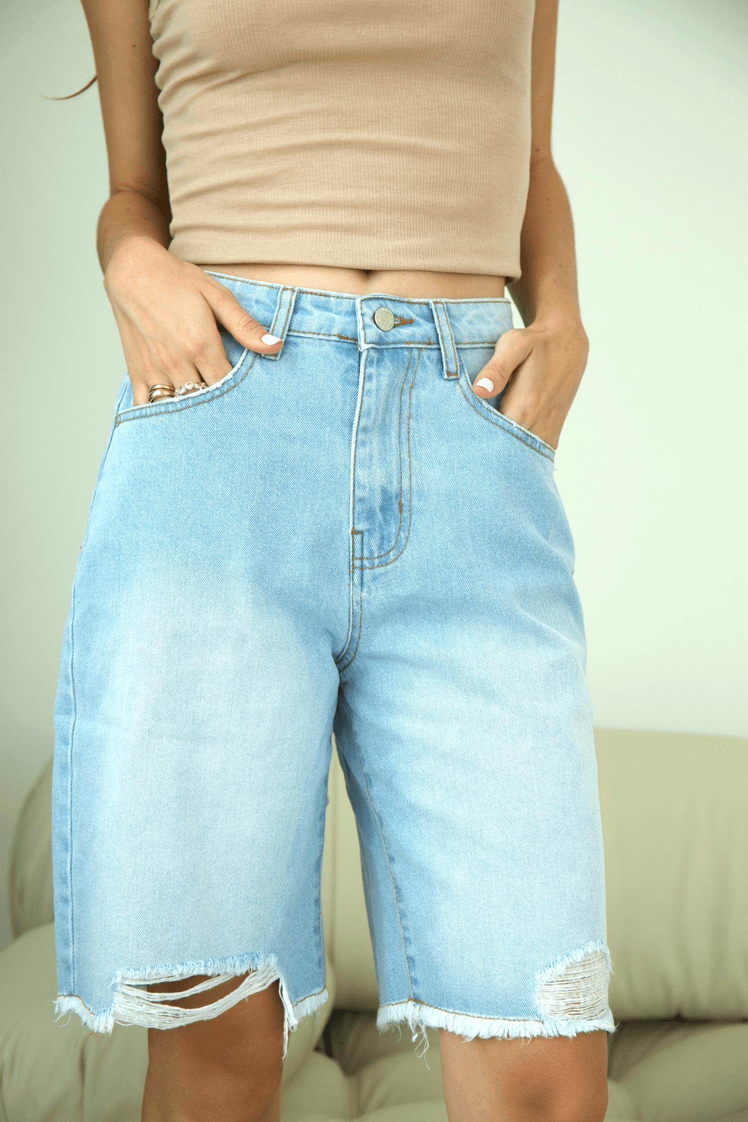 Hustle N Holla - Zuri Distressed Jorts - Rack Hunt -