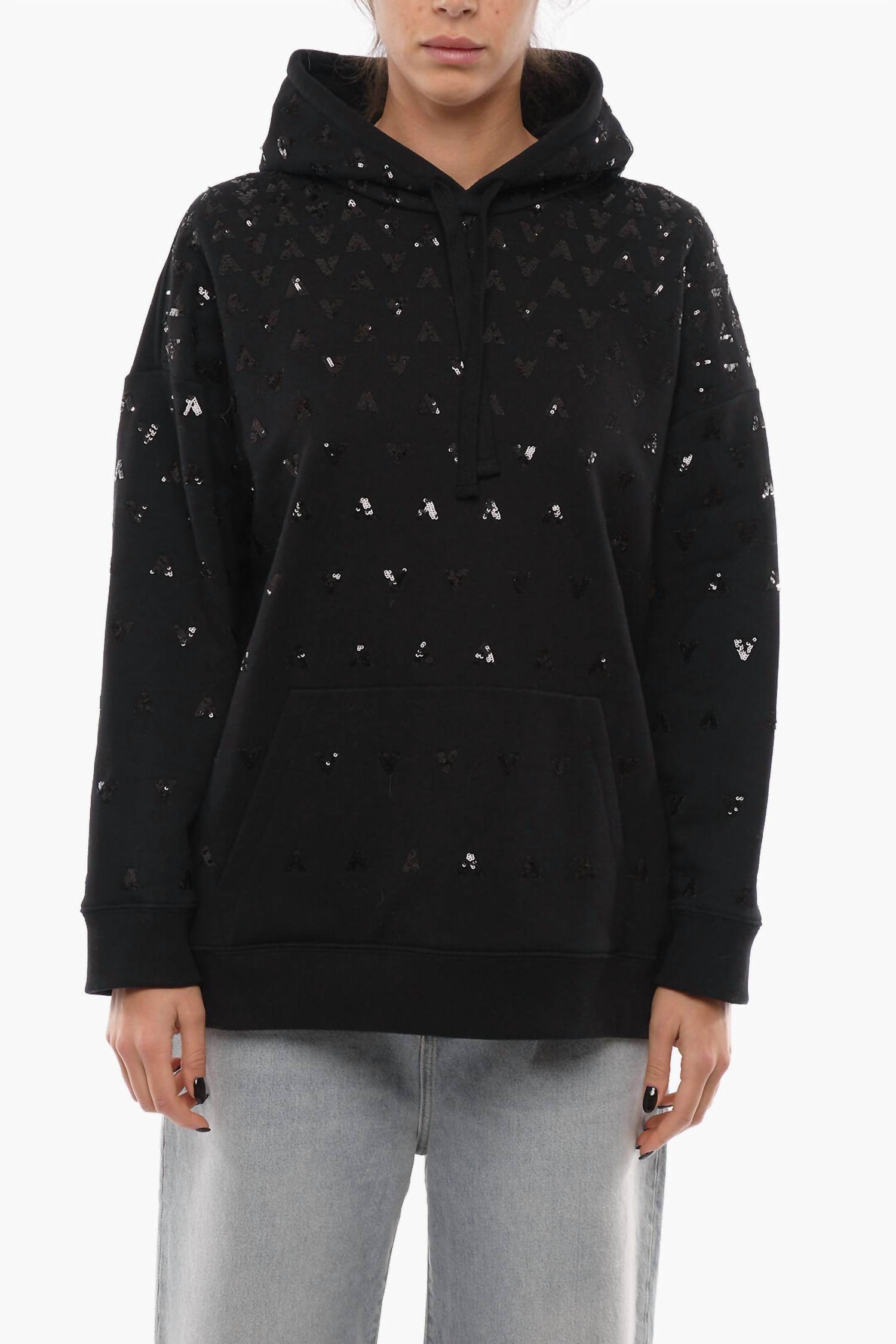 Valentino - All Over Sequined Monogram Hoodie - Rack Hunt -