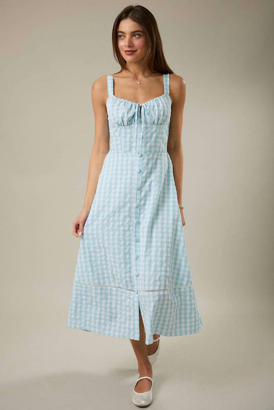 Sweetheart Shoulder Strap Front Button Down Midi Dress