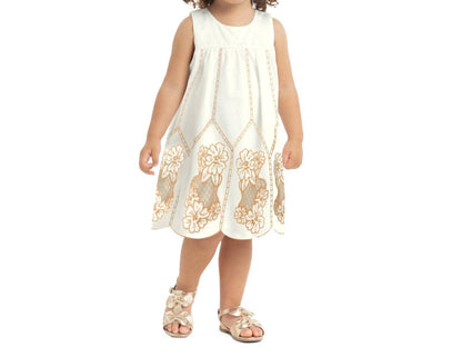 Kid's Embroidered Floral A Line Tank Dress