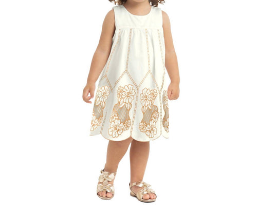 Kid's Embroidered Floral A Line Tank Dress