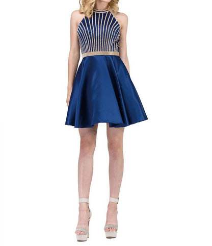 Beaded Halter Neck Homecoming Dress