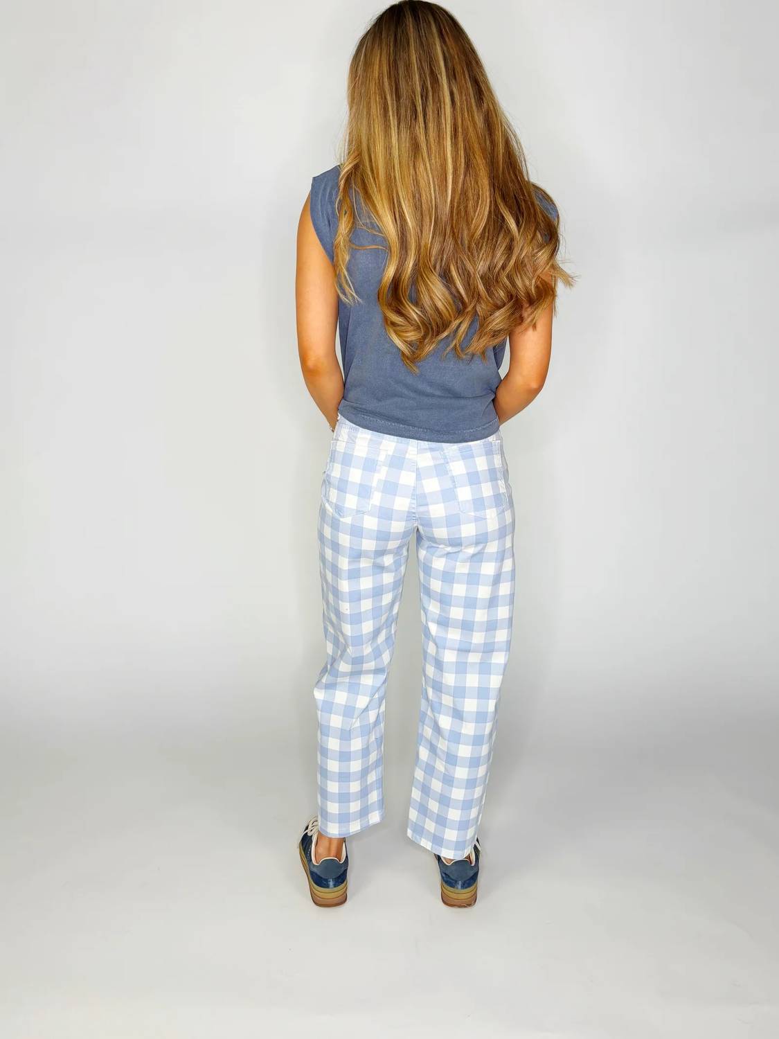 Gingham Barrel Pants