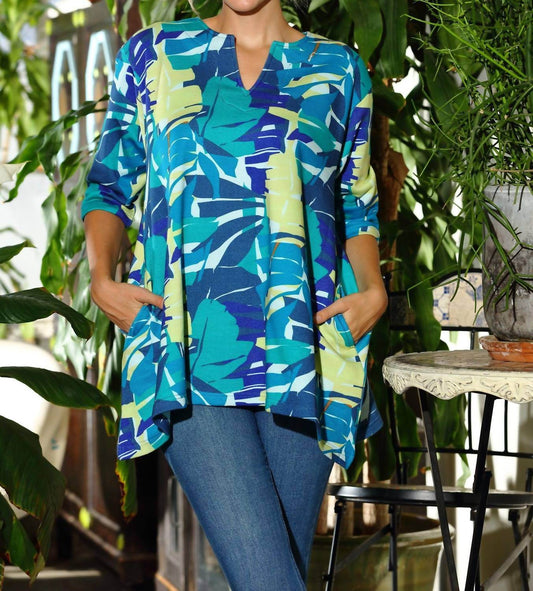 KikiSol - Searenity Leaf French Terry Tunic With Pockets - Rack Hunt -