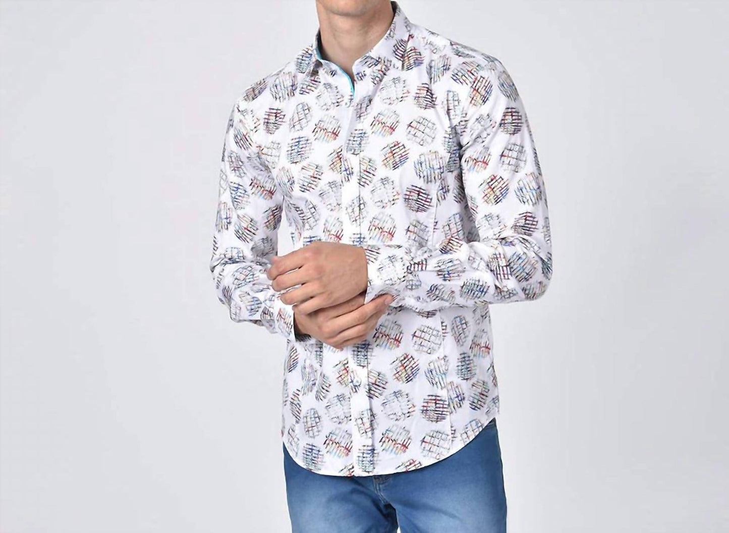 Multicolored Waffle Fries Button Down Print Shirt