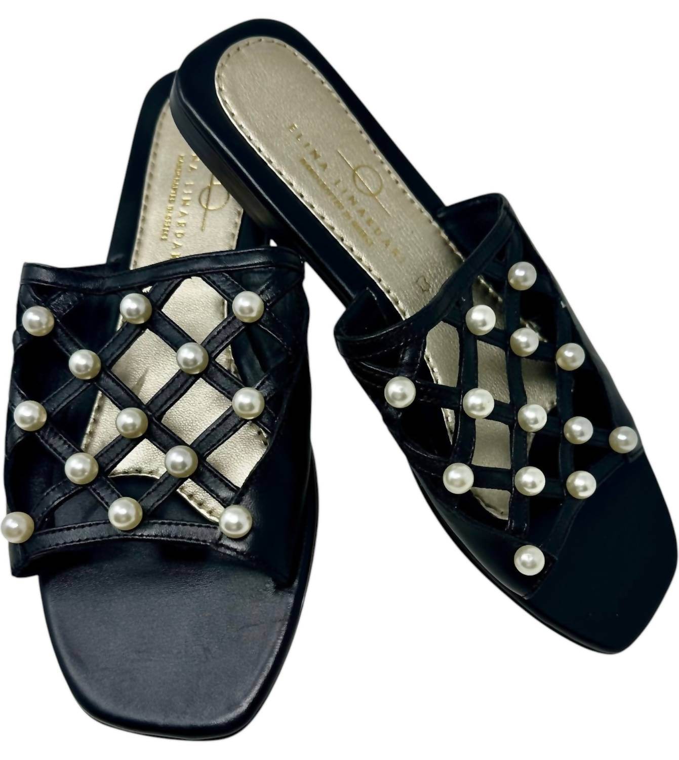 Elina Linardaki - Women's Pearl Studded Slides - Rack Hunt -